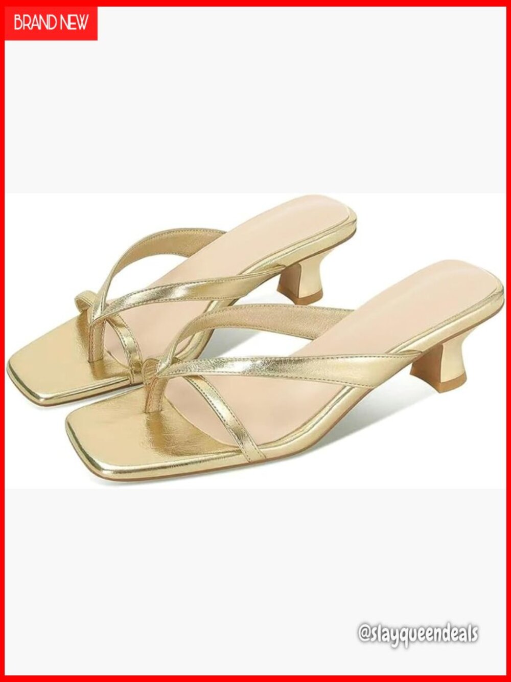 Kitten Heel Sandals Open Toe Strappy Mule Heels Flip Flop Slides Casual Summer